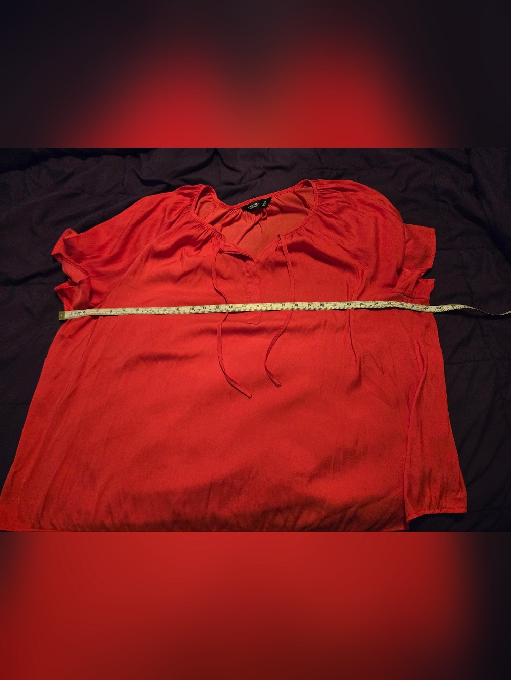 Simply Vera Vera Wang Vibrant Coral Red Blouse Sz 2X - Picture 5 of 6